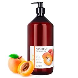 Oïléna Huile de Noyau d'Abricot Organique Pressée à Froid Huile de Massage Huile Démaquillante BIO Huile Vegetale Hydratante Visage, Corps, Cheveux 1000 ml