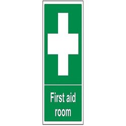 VSafety 31005AU-R "First Aid Room" First Aid General Sign, Rigid Plastic, Portret, 200 mm x 300 mm, Groen