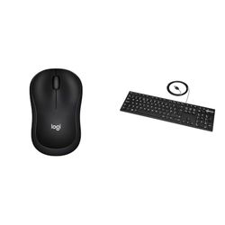 Logitech M220 SILENT Wireless & Amazon Basics Low-Profile Wired USB Keyboard