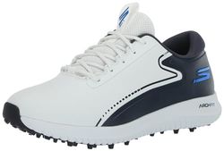 Skechers Max 2 Arch Fit Chaussures de Golf imperméables sans Crampons pour Homme, Blanc/Bleu Marine, 42.5 EU