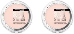 Maybelline Powder Foundation, Long-lasting 24H Wear, Medium to Full Coverage, Transfer, Water & Sweat Resistant, SuperStay 24H Hybrid Powder Foundation, 05 (Pack of 2)