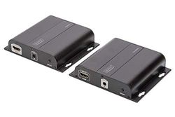 DIGITUS DS-55122 Extender HDMI / HDMI Splitter - UHD 4K 30 Hz - 120 m via câble LAN / Illimité via Ethernet (compatible IP) - Kit : émetteur & récepteur - Loop-Out, IR infrarouge - HDCP 1.4