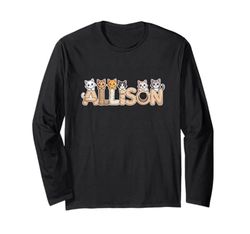 Allison Cat Trees - Personalized Cute Name Word Art Long Sleeve T-Shirt