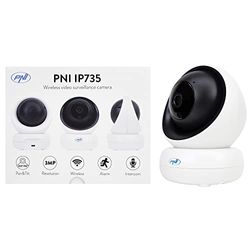 Telecamera wifi interno, telecamera PNI IP735 3Mp con PTZ wireless IP P2P, slot per schede microSD, controllo dall'applicazione