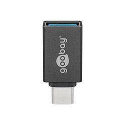 Goobay 51595 - Adattatore da USB 3.0 (tipo A) a USB-C, Super Speed per il collegamento di cavi di ricarica, supporta ricarica e sincronizzazione, colore: Grigio