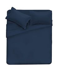Max Color sängkläder set (platt 250 x 300, dra-på-lakan 170 x 200 cm + 2 örngott 52 x 82 cm), mörkblå, dubbel