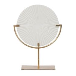 BigBuy Home Figurine décorative Blanc doré Cercle 28 x 10 x 38 cm