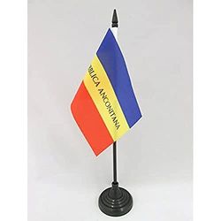 AZ FLAG - Drapeau De Table République ancônitaine 1797-1798 - 15x10 cm - Mini Drapeau Italien Ancien De Bureau 100% Polyester Avec Hampe De 25cm Et Socle En Plastique Noir