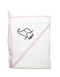 LAPSI® Ręcznik kąpielowy z kapturem dla dzieci, po kąpieli, na plaże, 100% bawełna (80 x 80 cm, Różowy)