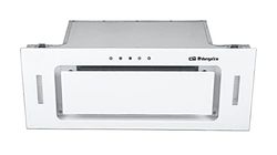 Orbegozo CA 09160 BL Hotte aspirante cassette 60 cm, classe A, avant verre trempé blanc, extraction 589,4 m3/h, 3 niveaux de puissance, éclairage LED