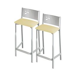 ASTIMESA Twee krukken voor de keuken, 60 cm, kunstleer, beige