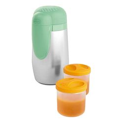 Chicco Biberão e comida para bebés em aço inoxidável Stay Warm com 2 recipientes, termos para alimentos e bebidas, mantém a temperatura até 5 horas, termos sem BPA, 0 meses