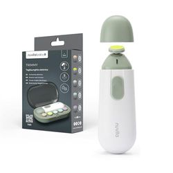 Nuvita 1130 Trimmy elektryczny trymer do paznokci dla niemowląt i dzieci – bezpieczny, delikatny, łatwy w obsłudze z dwoma prędkościami, w zestawie 5 głowic pilnikowych i etui podróżne