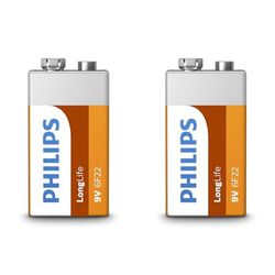 Philips 6F22L1B/10 LongLife Batteria, 9 V, 38.5 g, Arancione (Confezione da 2)