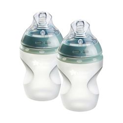 Tommee Tippee Biberons, biberon anti-colique en silicone Natural Start avec tétine qui imite la forme du sein maternel, 260ml, dès la naissance, auto-stérilisant, lot de 2