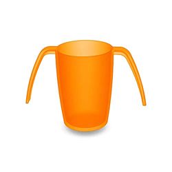 Ornamin Two Handled Mug 220 ml orange (model 816) | plastic mug with two handles, drinking aid, adult drinking cup