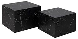 AC Design Furniture Dicte - Set di 2 tavolini quadrati, colore nero con effetto marmo, elegante tavolino per soggiorno, 58 x 40 x 58 x 50 x 33 x 50 cm (larghezza x altezza x profondità)