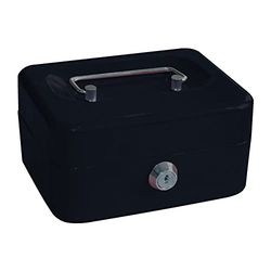 MICEL - 13393 - Boîte de débits avec clé, pour compter et transporter de l'argent, avec poignée en acier, avec plateau de rangement, noir, 152 x 118 x 80 mm