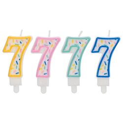 Folat 24177 Taartkaars Sprinkles cijfer/cijfer 7 gesorteerd - 9 cm verjaardagskaarsen voor verjaardag, verjaardagsdecoratie, voor kinderfeesten, bruiloften, bedrijfsfeesten, jubilea, meerkleurig