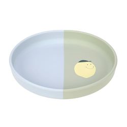 LÄSSIG Baby silicone Assiette enfant/Silicone Plate Happy Fruits Lemon