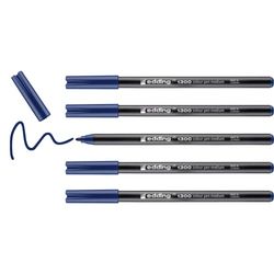 edding 1300 feutre de coloriage fin pointe moyenne - bleu acier - 5 stylos - pointe ronde 2 mm - pour dessiner et écrire - pour l'école, les mandalas, le doodling, les bullet journals