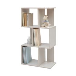 Iris Ohyama, Decoratieve boekenkast met 3 legplanken/boekenkast in S-vorm, Ontwerp, Modulare, kantoor, kamer, bibliotheek - Display Shelf - SRK-W3 - Witte eik