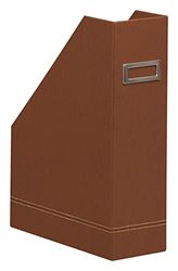 RHODIA 194539C - Porte-Revues Cuivre -10 x 25 x 31 cm - Piqûres Sellier Orange - Extérieur Simili Cuir-Collection Home Office rama - Organisation de Bureau & Rangement Design
