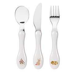 LÄSSIG Set de couverts 3 pièces pour enfants cuillère, fourchette, couteau, acier inoxydable, manche en plastique/Cutlery Spicy Orange