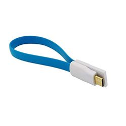 Mini magnet kabel för Huawei P Smart+ 2019 universell laddare micro USB kontakt magnet nyckelring 25 cm Android (blå)