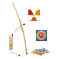 Janod - Set Tiro con l'Arco in Legno - Arco, 3 Frecce, Faretra e 4 Bersagli - Gioco all'Aria Aperta e Sport - Abilità e Motricità - Certificato FSC - Dai 5 Anni, J03172