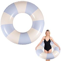 Anello di Nuoto Gonfiabile Salvagente Adulto Vintage a Righe Ciambella Salvagente Gonfiabile per Adulti e Bambini Anelli da Nuoto per Festa in Piscina Estiva Diametro Gonfiato 75 cm