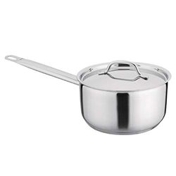 Nisbets Essentials Stainless Steel Saucepan in Silver with Handled Lid - Suits All Cooking Surfaces - Highly Durable and Easy Clean - 3L