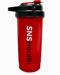 SNS Health Shaker, Leak Proof Bottle for Protein Mixer – Non Slip with Sleek Design, Red Color, 24Oz/700ml Unisex-Adult, One Size