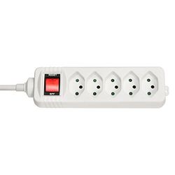 Lindy 73167 - Extensão Suíça com interruptor, 5 tomadas, cor branca