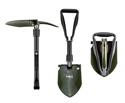 NEO Tools Klapschop, 5 functies in één, schop, puntige hak, flesopener, zaag, 10 mm steeksleutel, tas om mee te nemen