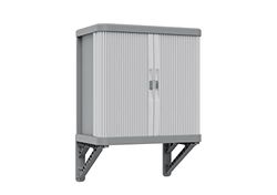 Terry, cabine murale Rolling Space, armoire murale à deux portes coulissantes, extérieure et intérieure, 2 étagères intérieures réglables, gris, en plastique recyclé, dimensions : 59 x 36 x 59 cm
