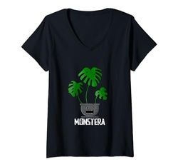 Donna Monstera Deliciosa amante delle piante divertente mostro papà scherzo Maglietta con Collo a V