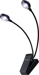 Lámpara LED doble de Roland con pinza y luz blanca fría, 4 bombillas - LCL-15C