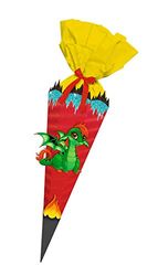 Ursus 9890002 Craft Set Baby Dragon Easy Line 6 Square School Cone Made of 3D Corrugated Cardboard Craft Crepe Satin Ribbon and Punched Parts All Parts Pre-Cut Height 41 cm Diameter 15 cm Colourful