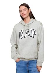 Gap Women's Logo Hoodie Hooded Full Zip Sweatshirt, Light Mottled Grey, M