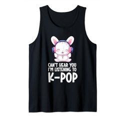 No puedo escucharte, estoy escuchando mercancía de K-pop de K-pop de Kpop Rabbit Camiseta sin Mangas