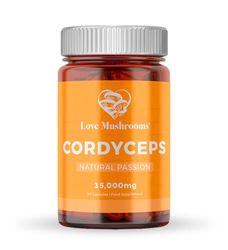 Love Mushrooms - Organic Cordyceps Capsules - 15,000mg - Cordyceps Mushroom Supplement for Endurance and Energy Boost - Vegan and Made in The UK - Natural Colours and Flavours - 30 Capsules