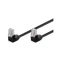 Goobay 96083 CAT 5e Cavo Patch, Rete 2x 90° Angolato F/UTP, Nero, 15 m Lunghezza del Cavo