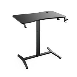 YULUKIA 100068 Airlift - Mesa Regulable en Altura con Gancho para Auriculares y Soporte para Bebidas, Color Negro, 100 x 60 x 117 cm