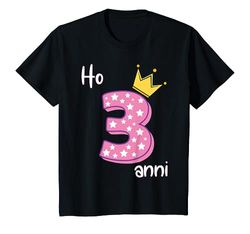 Bambino Ho 3 Anni Compleanno Bambina Ragazza 3 Anniversario 3 Anni Maglietta