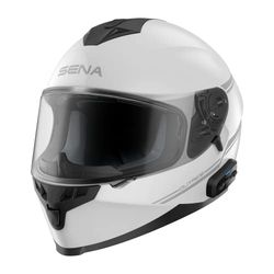 Sena OutRide Casco integrale con interfono Bluetooth integrato e connettività smartphone (Bianco, L)