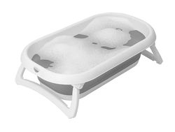 Rotho Babydesign Baby Bath 2 Go Baignoire Pliable pour Bébés Dès 0 Mois, Gris/Blanc, 82 x 48,5 x 22 cm, 1 Unité