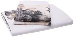 Pug Dekbedovertrek en kussenslopen Bed Set, Polyester-katoen, wit, king