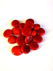 mesbilles - 500 GR Rouge Perle 120 Billes Plates - Galet en Verre 20 mm Cailloux en Verre décoratifs