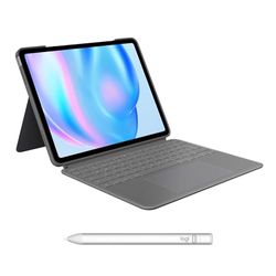 Logitech Combo Touch for iPad Air 13-inch (M2) Crayon Digital Pencil (USB-C), QWERTY UK English Layout - Grey